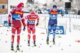 09.01.2021, Val di Fiemme, Italy (ITA): Markus Vuorela (FIN), Andrey Melnichenko (RUS), Alexander Terentev (RUS), (l-r)  - FIS world cup cross-country, tour de ski, individual sprint, Val di Fiemme (ITA). www.nordicfocus.com. © Modica/NordicFocus. Every downloaded picture is fee-liable.