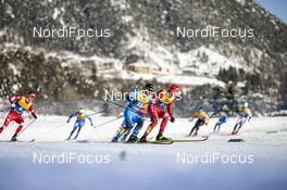 08.01.2021, Val di Fiemme, Italy (ITA): Valentin Chauvin (FRA), Ivan Yakimushkin (RUS), (l-r)  - FIS world cup cross-country, tour de ski, mass men, Val di Fiemme (ITA). www.nordicfocus.com. © Modica/NordicFocus. Every downloaded picture is fee-liable.
