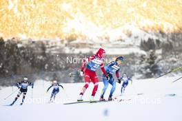 08.01.2021, Val di Fiemme, Italy (ITA): Anna Nechaevskaya (RUS), Laurien Van Der Graaf (SUI), (l-r)  - FIS world cup cross-country, tour de ski, mass women, Val di Fiemme (ITA). www.nordicfocus.com. © Modica/NordicFocus. Every downloaded picture is fee-liable.