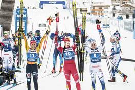 08.01.2021, Val di Fiemme, Italy (ITA): Katharina Hennig (GER), Natalia Nepryaeva (RUS), Ebba Andersson (SWE), (l-r)  - FIS world cup cross-country, tour de ski, mass women, Val di Fiemme (ITA). www.nordicfocus.com. © Modica/NordicFocus. Every downloaded picture is fee-liable.