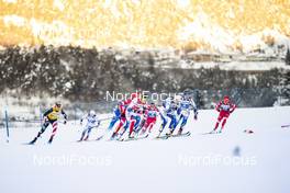 08.01.2021, Val di Fiemme, Italy (ITA): Jessie Diggins (USA), Frida Karlsson (SWE), Ebba Andersson (SWE), Linn Svahn (SWE), (l-r)  - FIS world cup cross-country, tour de ski, mass women, Val di Fiemme (ITA). www.nordicfocus.com. © Modica/NordicFocus. Every downloaded picture is fee-liable.
