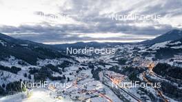 07.01.2021, Val di Fiemme, Italy (ITA): Aerial view of the venue in Val di Fiemme   - FIS world cup cross-country, tour de ski, training, Val di Fiemme (ITA). www.nordicfocus.com. © Modica/NordicFocus. Every downloaded picture is fee-liable.