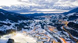 07.01.2021, Val di Fiemme, Italy (ITA): Aerial view of the venue in Val di Fiemme   - FIS world cup cross-country, tour de ski, training, Val di Fiemme (ITA). www.nordicfocus.com. © Modica/NordicFocus. Every downloaded picture is fee-liable.