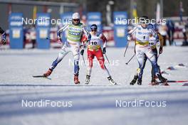 06.02.2021, Ulricehamn, Sweden (SWE): Linn Svahn (SWE), Magni Smedaas (NOR), Johanna Hagstroem (SWE), (l-r)  - FIS world cup cross-country, individual sprint, Ulricehamn (SWE). www.nordicfocus.com. © Thibaut/NordicFocus. Every downloaded picture is fee-liable.