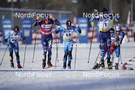 06.02.2021, Ulricehamn, Sweden (SWE): Renaud Jay (FRA), Federico Pellegrino (ITA), Richard Jouve (FRA), Joni Maki (FIN), Sivert Wiig (NOR), (l-r)  - FIS world cup cross-country, individual sprint, Ulricehamn (SWE). www.nordicfocus.com. © Thibaut/NordicFocus. Every downloaded picture is fee-liable.