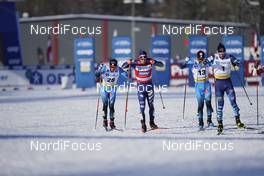 06.02.2021, Ulricehamn, Sweden (SWE): Renaud Jay (FRA), Federico Pellegrino (ITA), Richard Jouve (FRA), Joni Maki (FIN), (l-r)  - FIS world cup cross-country, individual sprint, Ulricehamn (SWE). www.nordicfocus.com. © Thibaut/NordicFocus. Every downloaded picture is fee-liable.