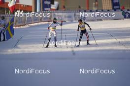06.02.2021, Ulricehamn, Sweden (SWE): Maja Dahlqvist (SWE), Jessie Diggins (USA), (l-r)  - FIS world cup cross-country, individual sprint, Ulricehamn (SWE). www.nordicfocus.com. © Thibaut/NordicFocus. Every downloaded picture is fee-liable.