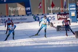 06.02.2021, Ulricehamn, Sweden (SWE): Richard Jouve (FRA), Lucas Chanavat (FRA), Federico Pellegrino (ITA), (l-r)  - FIS world cup cross-country, individual sprint, Ulricehamn (SWE). www.nordicfocus.com. © Thibaut/NordicFocus. Every downloaded picture is fee-liable.