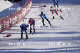 06.02.2021, Ulricehamn, Sweden (SWE): Joni Maki (FIN), Federico Pellegrino (ITA), Richard Jouve (FRA), (l-r)  - FIS world cup cross-country, individual sprint, Ulricehamn (SWE). www.nordicfocus.com. © Thibaut/NordicFocus. Every downloaded picture is fee-liable.