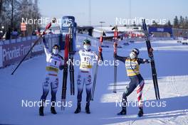 06.02.2021, Ulricehamn, Sweden (SWE): Johanna Hagstroem (SWE), Maja Dahlqvist (SWE), Jessie Diggins (USA), (l-r)  - FIS world cup cross-country, individual sprint, Ulricehamn (SWE). www.nordicfocus.com. © Thibaut/NordicFocus. Every downloaded picture is fee-liable.