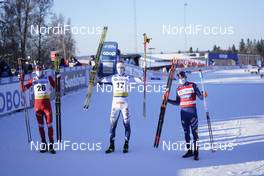 06.02.2021, Ulricehamn, Sweden (SWE): Gleb Retivykh (RUS), Oskar Svensson (SWE), Federico Pellegrino (ITA), (l-r)  - FIS world cup cross-country, individual sprint, Ulricehamn (SWE). www.nordicfocus.com. © Thibaut/NordicFocus. Every downloaded picture is fee-liable.