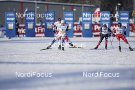 06.02.2021, Ulricehamn, Sweden (SWE): Marcus Grate (SWE), Graham Ritchie (CAN), Thomas Helland Larsen (NOR), (l-r)  - FIS world cup cross-country, individual sprint, Ulricehamn (SWE). www.nordicfocus.com. © Thibaut/NordicFocus. Every downloaded picture is fee-liable.