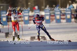 06.02.2021, Ulricehamn, Sweden (SWE): Sindre Bjoernestad Skar (NOR), Federico Pellegrino (ITA), (l-r)  - FIS world cup cross-country, individual sprint, Ulricehamn (SWE). www.nordicfocus.com. © Thibaut/NordicFocus. Every downloaded picture is fee-liable.