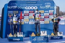 06.02.2021, Ulricehamn, Sweden (SWE): Johanna Hagstroem (SWE), Maja Dahlqvist (SWE), Jessie Diggins (USA), (l-r) - FIS world cup cross-country, individual sprint, Ulricehamn (SWE). www.nordicfocus.com. © Thibaut/NordicFocus. Every downloaded picture is fee-liable.