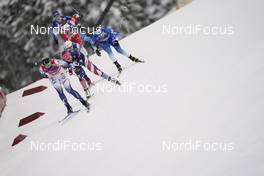 07.02.2021, Ulricehamn, Sweden (SWE): Maja Dahlqvist (SWE), Sadie Maubet Bjornsen (USA), (l-r)  - FIS world cup cross-country, team sprint, Ulricehamn (SWE). www.nordicfocus.com. © Thibaut/NordicFocus. Every downloaded picture is fee-liable.