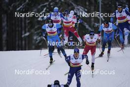 07.02.2021, Ulricehamn, Sweden (SWE): Lucas Chanavat (FRA), Renaud Jay (FRA), Jovian Hediger (SUI), (l-r)  - FIS world cup cross-country, team sprint, Ulricehamn (SWE). www.nordicfocus.com. © Thibaut/NordicFocus. Every downloaded picture is fee-liable.