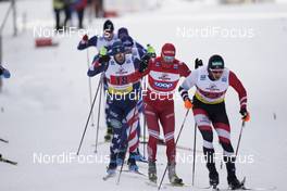 07.02.2021, Ulricehamn, Sweden (SWE): Simeon Hamilton (USA), Sergey Ustiugov (RUS), Tobias Habenicht (AUT), (l-r)  - FIS world cup cross-country, team sprint, Ulricehamn (SWE). www.nordicfocus.com. © Thibaut/NordicFocus. Every downloaded picture is fee-liable.