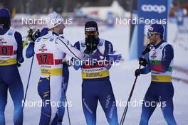 07.02.2021, Ulricehamn, Sweden (SWE): Marcus Grate (SWE), Jovian Hediger (SUI), Roman Furger (SUI), (l-r)  - FIS world cup cross-country, team sprint, Ulricehamn (SWE). www.nordicfocus.com. © Thibaut/NordicFocus. Every downloaded picture is fee-liable.