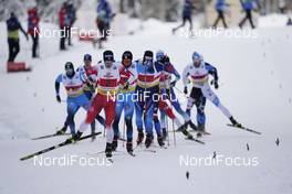07.02.2021, Ulricehamn, Sweden (SWE): Sindre Bjoernestad Skar (NOR), Renaud Jay (FRA), Jovian Hediger (SUI), (l-r)  - FIS world cup cross-country, team sprint, Ulricehamn (SWE). www.nordicfocus.com. © Thibaut/NordicFocus. Every downloaded picture is fee-liable.