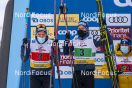 07.02.2021, Ulricehamn, Sweden (SWE): Jovian Hediger (SUI), Roman Furger (SUI), (l-r) - FIS world cup cross-country, team sprint, Ulricehamn (SWE). www.nordicfocus.com. © Thibaut/NordicFocus. Every downloaded picture is fee-liable.