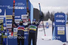 07.02.2021, Ulricehamn, Sweden (SWE): Laurien Van Der Graaff (SUI), Nadine Faehndrich (SUI), (l-r)  - FIS world cup cross-country, team sprint, Ulricehamn (SWE). www.nordicfocus.com. © Thibaut/NordicFocus. Every downloaded picture is fee-liable.