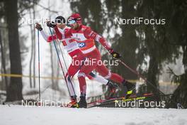 24.01.2021, Lahti Finland (FIN): Alexey Chervotkin (RUS), Paal Golberg (NOR), (l-r)  - FIS world cup cross-country, 4x10km men, Lahti (FIN). www.nordicfocus.com. © Modica/NordicFocus. Every downloaded picture is fee-liable.
