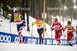 24.01.2021, Lahti Finland (FIN): Rosie Brennan (USA), Laura Gimmler (GER), Yana Kirpichenko (RUS), Tiril Udnes Weng (NOR), (l-r)  - FIS world cup cross-country, 4x5km women, Lahti (FIN). www.nordicfocus.com. © Modica/NordicFocus. Every downloaded picture is fee-liable.