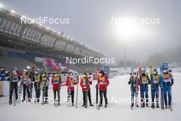 24.01.2021, Lahti Finland (FIN): Ebba Andersson (SWE), Lovisa Modig (SWE), Emma Ribom (SWE), Charlotte Kalla (SWE), Heidi Weng (NOR), Helene Marie Fossesholm (NOR), Therese Johaug (NOR), Tiril Udnes Weng (NOR), Krista Parmakoski (FIN), Laura Mononen (FIN), Kerttu Niskanen (FIN), Johanna Matintalo (FIN), (l-r)  - FIS world cup cross-country, 4x5km women, Lahti (FIN). www.nordicfocus.com. © Vianney THIBAUT/NordicFocus. Every downloaded picture is fee-liable.