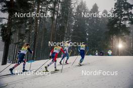 24.01.2021, Lahti Finland (FIN): Jessie Diggins (USA), Therese Johaug (NOR), Emma Ribom (SWE), Kerttu Niskanen (FIN), (l-r)  - FIS world cup cross-country, 4x5km women, Lahti (FIN). www.nordicfocus.com. © Modica/NordicFocus. Every downloaded picture is fee-liable.
