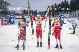 23.01.2021, Lahti Finland (FIN): Sjur Roethe (NOR), Emil Iversen (NOR), Paal Golberg (NOR), (l-r)  - FIS world cup cross-country, skiathlon men, Lahti (FIN). www.nordicfocus.com. © Vianney THIBAUT/NordicFocus. Every downloaded picture is fee-liable.