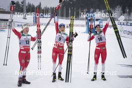 23.01.2021, Lahti Finland (FIN): Helene Marie Fossesholm (NOR), Therese Johaug (NOR), Heidi Weng (NOR), (l-r)  - FIS world cup cross-country, skiathlon women, Lahti (FIN). www.nordicfocus.com. © Vianney THIBAUT/NordicFocus. Every downloaded picture is fee-liable.