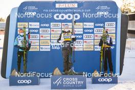 29.01.2021, Falun, Sweden (SWE): Therese Johaug (NOR), Jessie Diggins (USA), Ebba Andersson (SWE), (l-r) - FIS world cup cross-country, 10km women, Falun (SWE). www.nordicfocus.com. © Thibaut/NordicFocus. Every downloaded picture is fee-liable.