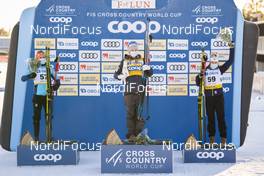 29.01.2021, Falun, Sweden (SWE): Therese Johaug (NOR), Jessie Diggins (USA), Ebba Andersson (SWE), (l-r) - FIS world cup cross-country, 10km women, Falun (SWE). www.nordicfocus.com. © Thibaut/NordicFocus. Every downloaded picture is fee-liable.