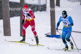 31.01.2021, Falun, Sweden (SWE): Sergey Ustiugov (RUS), Lucas Chanavat (FRA) - FIS world cup cross-country, individual sprint, Falun (SWE). www.nordicfocus.com. © Thibaut/NordicFocus. Every downloaded picture is fee-liable.