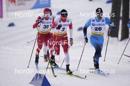 31.01.2021, Falun, Sweden (SWE): Denis Filimonov (RUS), Johannes Hoesflot Klaebo (NOR), Richard Jouve (FRA), (l-r)  - FIS world cup cross-country, individual sprint, Falun (SWE). www.nordicfocus.com. © Thibaut/NordicFocus. Every downloaded picture is fee-liable.