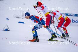 31.01.2021, Falun, Sweden (SWE): Federico Pellegrino (ITA), Johannes Hoesflot Klaebo (NOR), (l-r)  - FIS world cup cross-country, individual sprint, Falun (SWE). www.nordicfocus.com. © Thibaut/NordicFocus. Every downloaded picture is fee-liable.