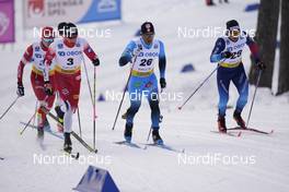 31.01.2021, Falun, Sweden (SWE): Johannes Hoesflot Klaebo (NOR), Richard Jouve (FRA), Jovian Hediger (SUI), (l-r)  - FIS world cup cross-country, individual sprint, Falun (SWE). www.nordicfocus.com. © Thibaut/NordicFocus. Every downloaded picture is fee-liable.