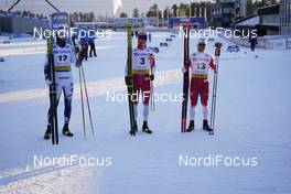 31.01.2021, Falun, Sweden (SWE): Oskar Svensson (SWE), Johannes Hoesflot Klaebo (NOR), Haavard Solaas Taugboel (NOR), (l-r)  - FIS world cup cross-country, individual sprint, Falun (SWE). www.nordicfocus.com. © Thibaut/NordicFocus. Every downloaded picture is fee-liable.