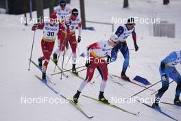 31.01.2021, Falun, Sweden (SWE): Denis Filimonov (RUS), Johannes Hoesflot Klaebo (NOR), Erik Valnes (NOR), Jovian Hediger (SUI), (l-r)  - FIS world cup cross-country, individual sprint, Falun (SWE). www.nordicfocus.com. © Thibaut/NordicFocus. Every downloaded picture is fee-liable.