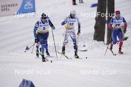 31.01.2021, Falun, Sweden (SWE): Joni Maki (FIN), Oskar Svensson (SWE), Alfred Buskqvist (SWE), (l-r)  - FIS world cup cross-country, individual sprint, Falun (SWE). www.nordicfocus.com. © Thibaut/NordicFocus. Every downloaded picture is fee-liable.