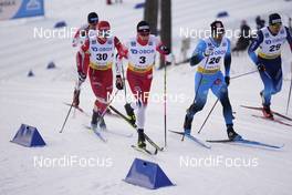 31.01.2021, Falun, Sweden (SWE): Denis Filimonov (RUS), Johannes Hoesflot Klaebo (NOR), Richard Jouve (FRA), Jovian Hediger (SUI), (l-r)  - FIS world cup cross-country, individual sprint, Falun (SWE). www.nordicfocus.com. © Thibaut/NordicFocus. Every downloaded picture is fee-liable.