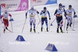 31.01.2021, Falun, Sweden (SWE): Haavard Solaas Taugboel (NOR), Anton Persson (SWE), James Clinton Schoonmaker (USA), Marcus Grate (SWE), (l-r)  - FIS world cup cross-country, individual sprint, Falun (SWE). www.nordicfocus.com. © Thibaut/NordicFocus. Every downloaded picture is fee-liable.