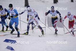 31.01.2021, Falun, Sweden (SWE): Valentin Chauvin (FRA), Anton Persson (SWE), James Clinton Schoonmaker (USA), Haavard Solaas Taugboel (NOR), (l-r)  - FIS world cup cross-country, individual sprint, Falun (SWE). www.nordicfocus.com. © Thibaut/NordicFocus. Every downloaded picture is fee-liable.