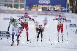 30.01.2021, Falun, Sweden (SWE): Linn Svahn (SWE), Yulia Stupak (RUS), Katharina Hennig (GER), Therese Johaug (NOR), (l-r)  - FIS world cup cross-country, 10km women, Falun (SWE). www.nordicfocus.com. © Thibaut/NordicFocus. Every downloaded picture is fee-liable.