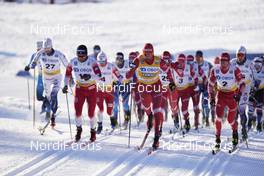 30.01.2021, Falun, Sweden (SWE): Calle Halfvarsson (SWE), Paal Golberg (NOR), Alexander Bolshunov (RUS), Ivan Yakimushkin (RUS), (l-r)  - FIS world cup cross-country, 15km men, Falun (SWE). www.nordicfocus.com. © Thibaut/NordicFocus. Every downloaded picture is fee-liable.