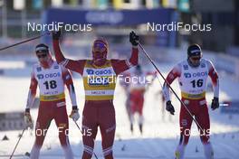 30.01.2021, Falun, Sweden (SWE): Johannes Hoesflot Klaebo (NOR), Alexander Bolshunov (RUS), Paal Golberg (NOR), (l-r)  - FIS world cup cross-country, 15km men, Falun (SWE). www.nordicfocus.com. © Thibaut/NordicFocus. Every downloaded picture is fee-liable.