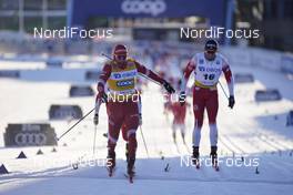 30.01.2021, Falun, Sweden (SWE): Alexander Bolshunov (RUS), Paal Golberg (NOR), (l-r)  - FIS world cup cross-country, 15km men, Falun (SWE). www.nordicfocus.com. © Thibaut/NordicFocus. Every downloaded picture is fee-liable.