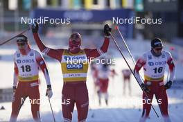 30.01.2021, Falun, Sweden (SWE): Johannes Hoesflot Klaebo (NOR), Alexander Bolshunov (RUS), Paal Golberg (NOR), (l-r)  - FIS world cup cross-country, 15km men, Falun (SWE). www.nordicfocus.com. © Thibaut/NordicFocus. Every downloaded picture is fee-liable.