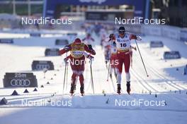 30.01.2021, Falun, Sweden (SWE): Alexander Bolshunov (RUS), Paal Golberg (NOR), (l-r)  - FIS world cup cross-country, 15km men, Falun (SWE). www.nordicfocus.com. © Thibaut/NordicFocus. Every downloaded picture is fee-liable.