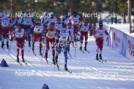 30.01.2021, Falun, Sweden (SWE): Ivan Yakimushkin (RUS), Artem Maltsev (RUS), Alexander Bolshunov (RUS), Iivo Niskanen (FIN), Johannes Hoesflot Klaebo (NOR), (l-r)  - FIS world cup cross-country, 15km men, Falun (SWE). www.nordicfocus.com. © Thibaut/NordicFocus. Every downloaded picture is fee-liable.